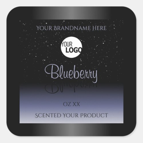 Black Blue Gradient Product Labels Glitter Logo