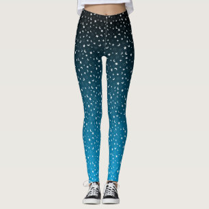 Black/Blue Gradient Stars and Moons Leggings