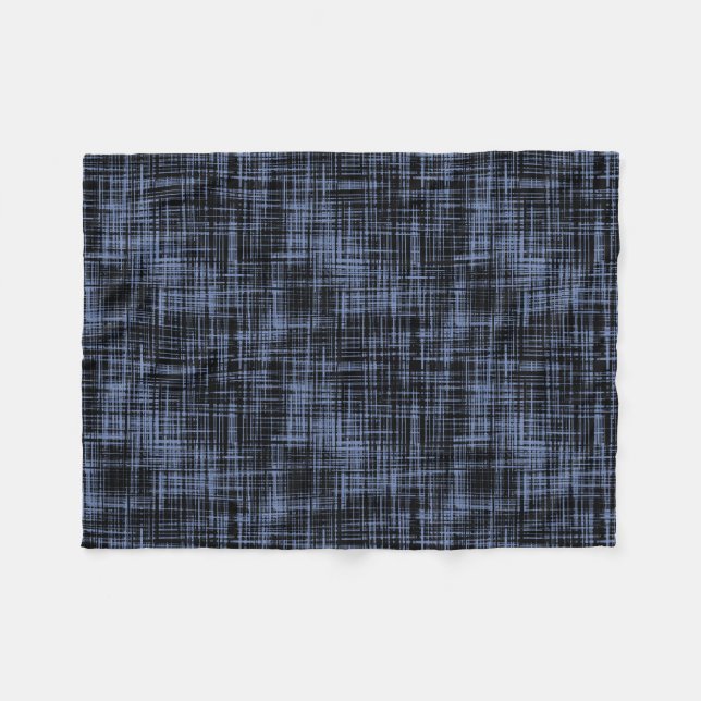 Black Blue Gray Abstract Stripe Pattern Fleece Blanket (Front (Horizontal))
