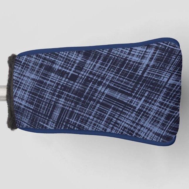 Black Blue Gray Abstract Stripe Pattern  Golf Head Cover (Front)