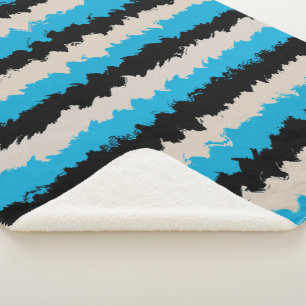 Black Blue Gray Abstract Stripe Pattern Sherpa Blanket