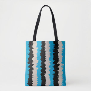 Black Blue Gray Abstract Stripe Pattern Tote Bag