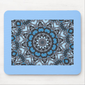 Black, blue & gray fractal pattern design mouse pad