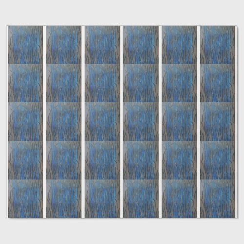 Black Blue Gray Line Art Wrapping Paper
