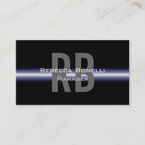 Black Blue Gray Monogram Manager Business Card