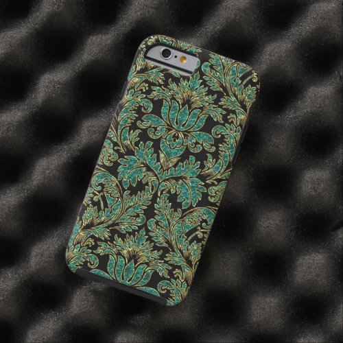 Black Blue_Green  Gold Vintage Floral Damasks Tough iPhone 6 Case