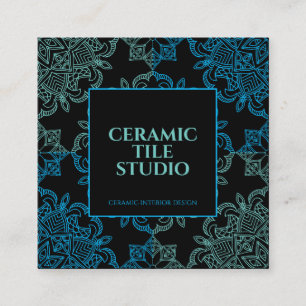 Black Blue Green Seamless Mosaic Square Business Card