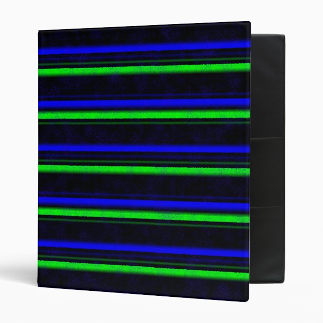 Black Blue Green Stripes 3 Ring Binder (Front/Inside)