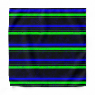Black Blue Green Stripes Bandana