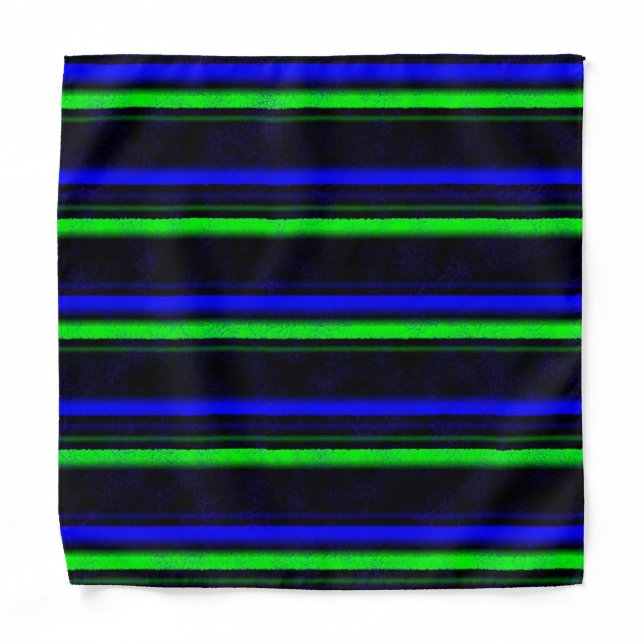 Black Blue Green Stripes Bandana (Front)