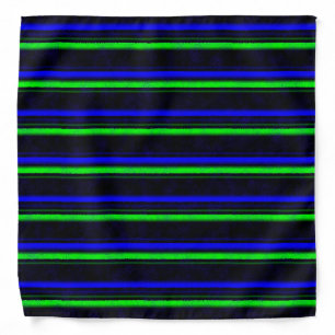 Black Blue Green Stripes Bandana