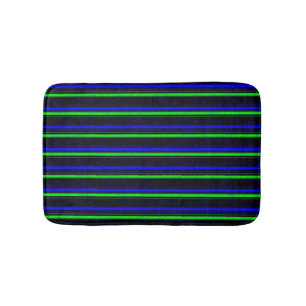 Black Blue Green Stripes Bath Mat