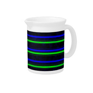 Black Blue Green Stripes Beverage Pitcher