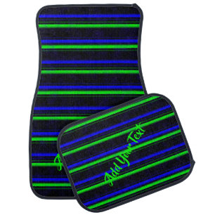 Black Blue Green Stripes Car Floor Mat