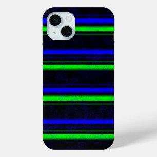 Black Blue Green Stripes iPhone 15 Plus Case