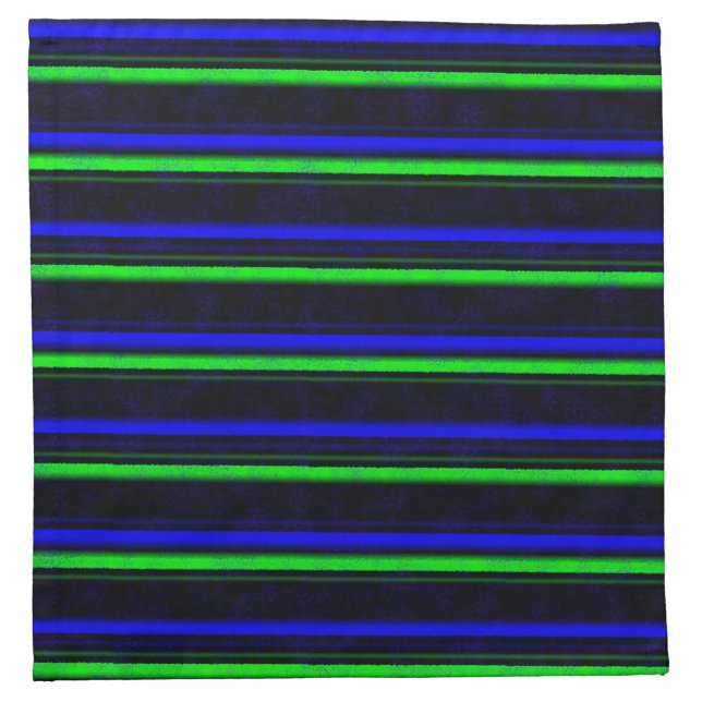 Black Blue Green Stripes Cloth Napkin (Front)