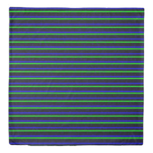 Black Blue Green Stripes Duvet Cover