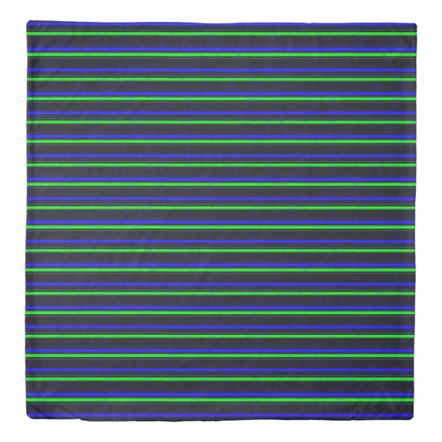 Black Blue Green Stripes Duvet Cover (Front)