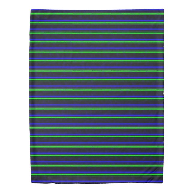 Black Blue Green Stripes Duvet Cover (Front)