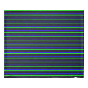 Black Blue Green Stripes Duvet Cover