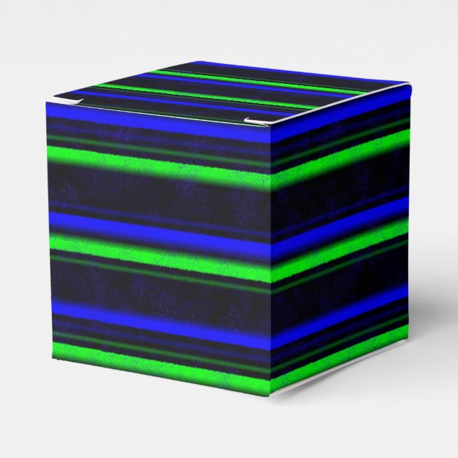 Black Blue Green Stripes Favor Boxes (Front Side)