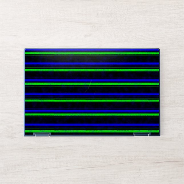 Black Blue Green Stripes HP Laptop Skin (Front)