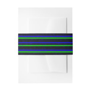 Black Blue Green Stripes Invitation Belly Band