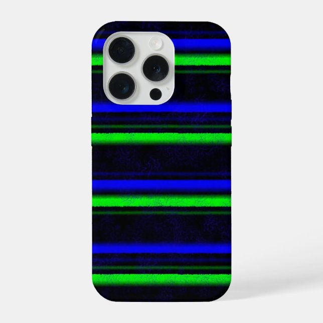 Black Blue Green Stripes iPhone Case (Back)