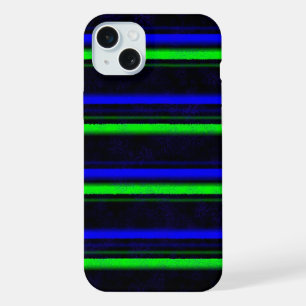 Black Blue Green Stripes iPhone 15 Plus Case