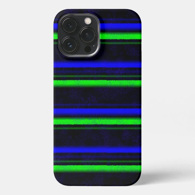 Black Blue Green Stripes iPhone Case (Back)