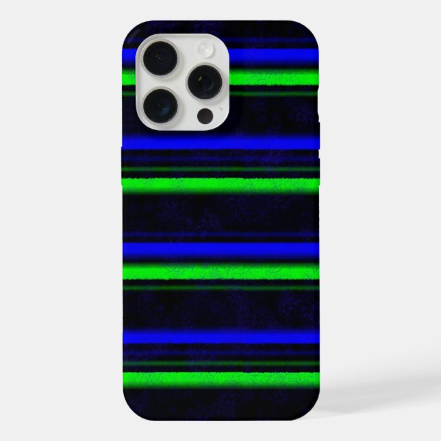 Black Blue Green Stripes iPhone Case (Back)
