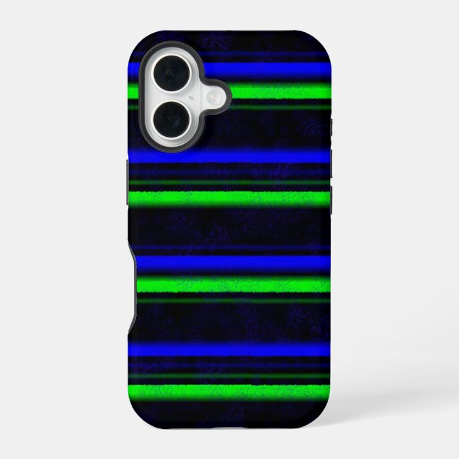Black Blue Green Stripes Iphone Case (Back)