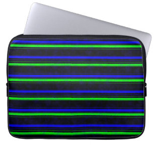 Black Blue Green Stripes Laptop Sleeve