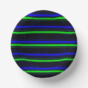 Black Blue Green Stripes Paper Bowls