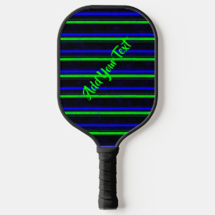 Black Blue Green Stripes Pickleball Paddle