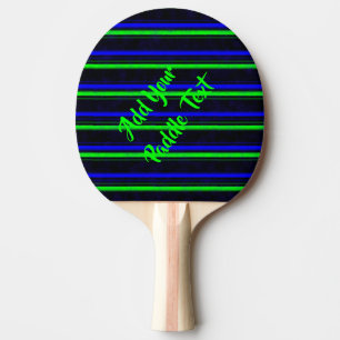 Black Blue Green Stripes Ping Pong Paddle