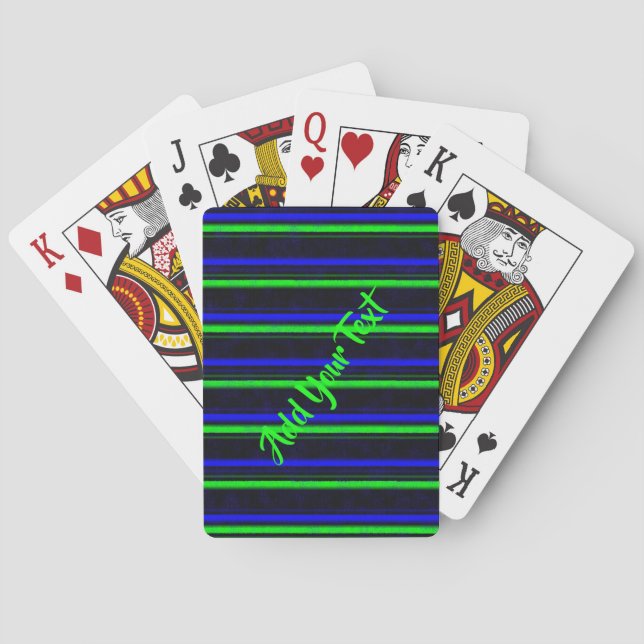 Black Blue Green Stripes Poker Cards (Back)