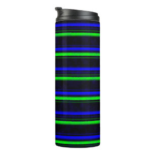 Black Blue Green Stripes Thermal Tumbler