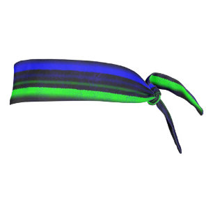 Black Blue Green Stripes Tie Headband
