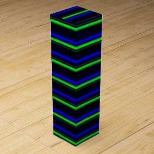 Black Blue Green Stripes Wine Box