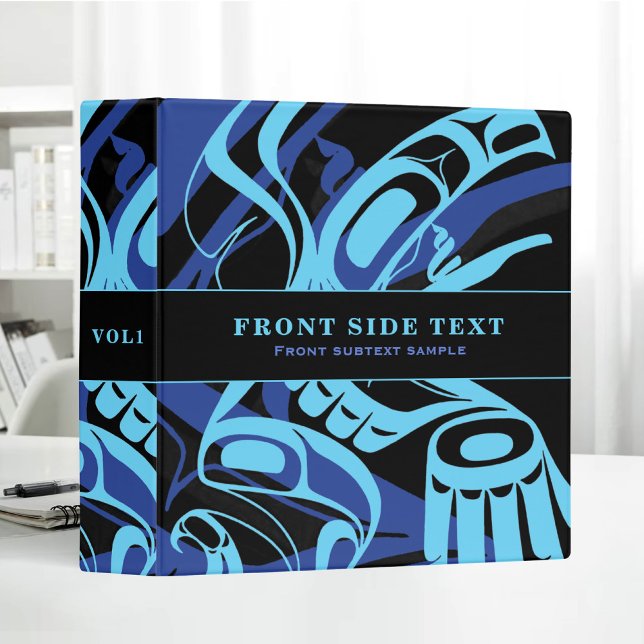 Black Blue Haida Eagle Thunder Bird Native Art 3 Ring Binder (Creator Uploaded)