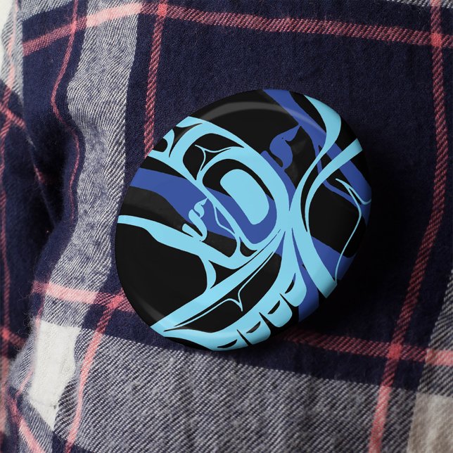 Black Blue Haida Eagle Thunder Bird Native Art Button (Creator Uploaded)