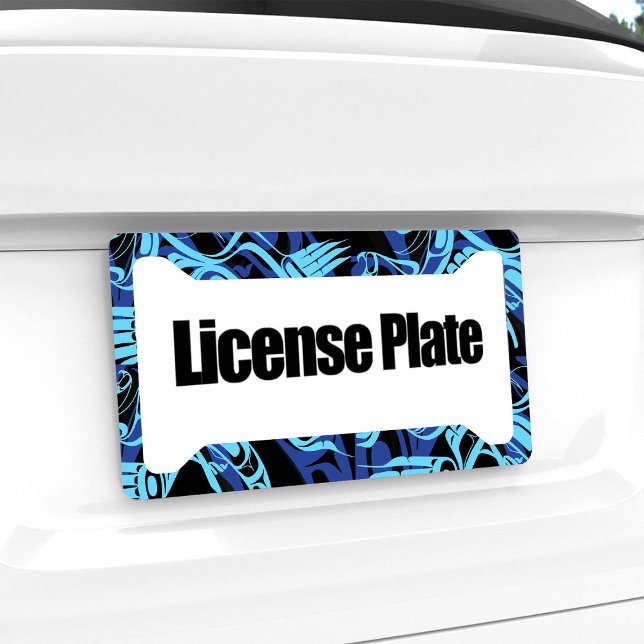 Black Blue Haida Eagle Thunder Bird Native Art License Plate Frame (Creator Uploaded)