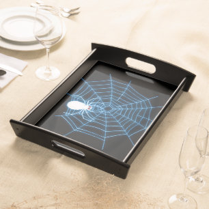 Black & Blue Halloween Spider Web Serving Tray