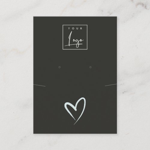Black Blue Heart Necklace Earring Logo Display Business Card