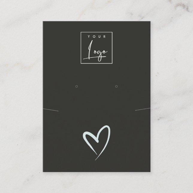 Black Blue Heart Necklace Earring Logo Display Business Card (Front)