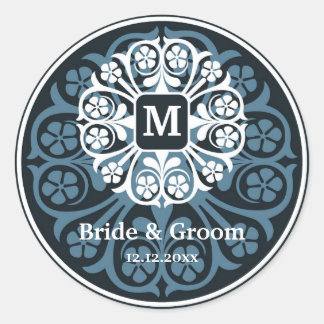 Black Blue Initial M Monogram Seal Party Favor