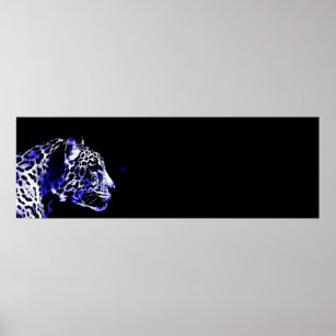 Black & Blue Jaguar Pop Art Poster