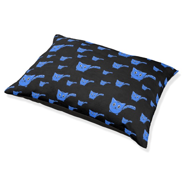 Black & Blue Kitty Pattern Pet Bed (Angled)