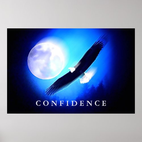 Black Blue Landing Eagle Motivational Confidence Poster